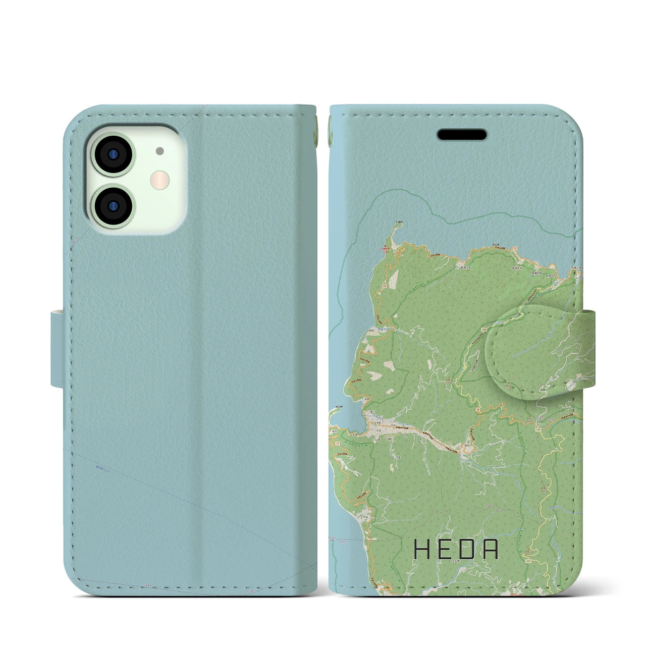 【戸田(静岡県)】地図柄iPhoneケース(手帳タイプ)ナチュラル・iPhone 12 mini 用