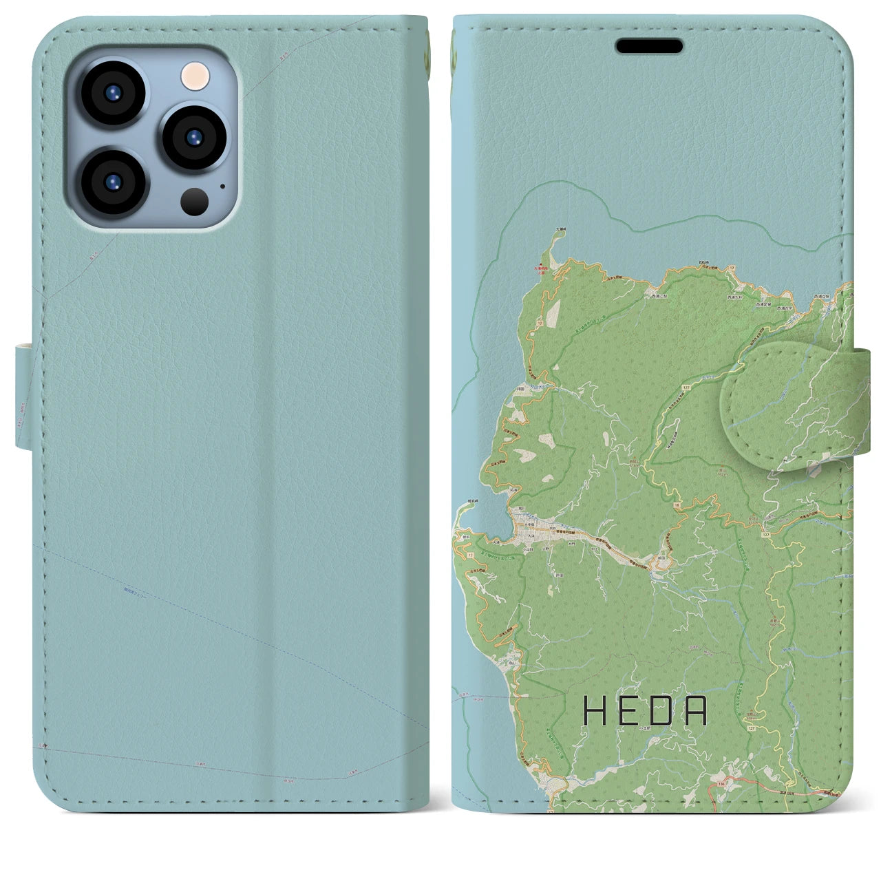 【戸田(静岡県)】地図柄iPhoneケース(手帳タイプ)ナチュラル・iPhone 13 Pro Max 用
