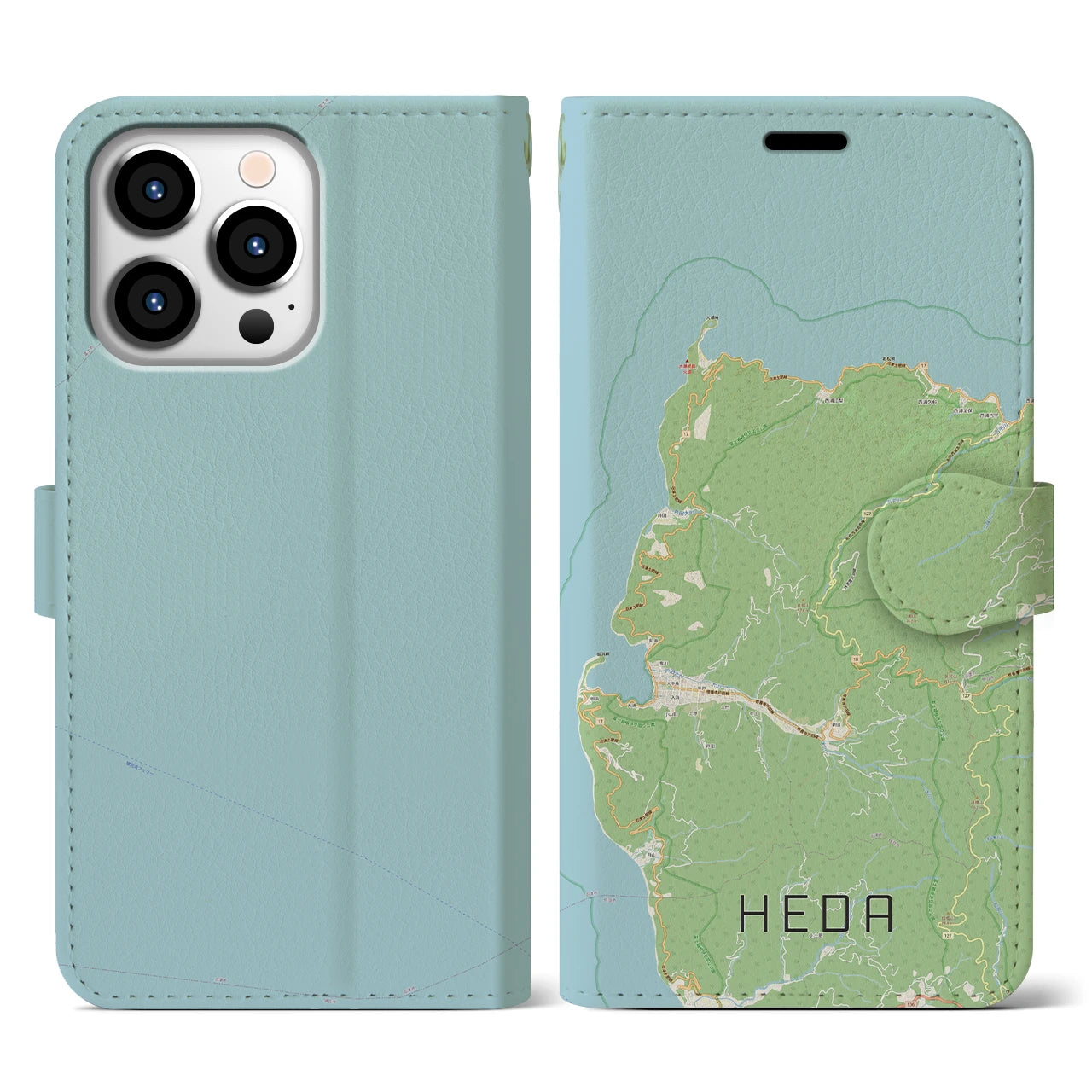 【戸田(静岡県)】地図柄iPhoneケース(手帳タイプ)ナチュラル・iPhone 13 Pro 用