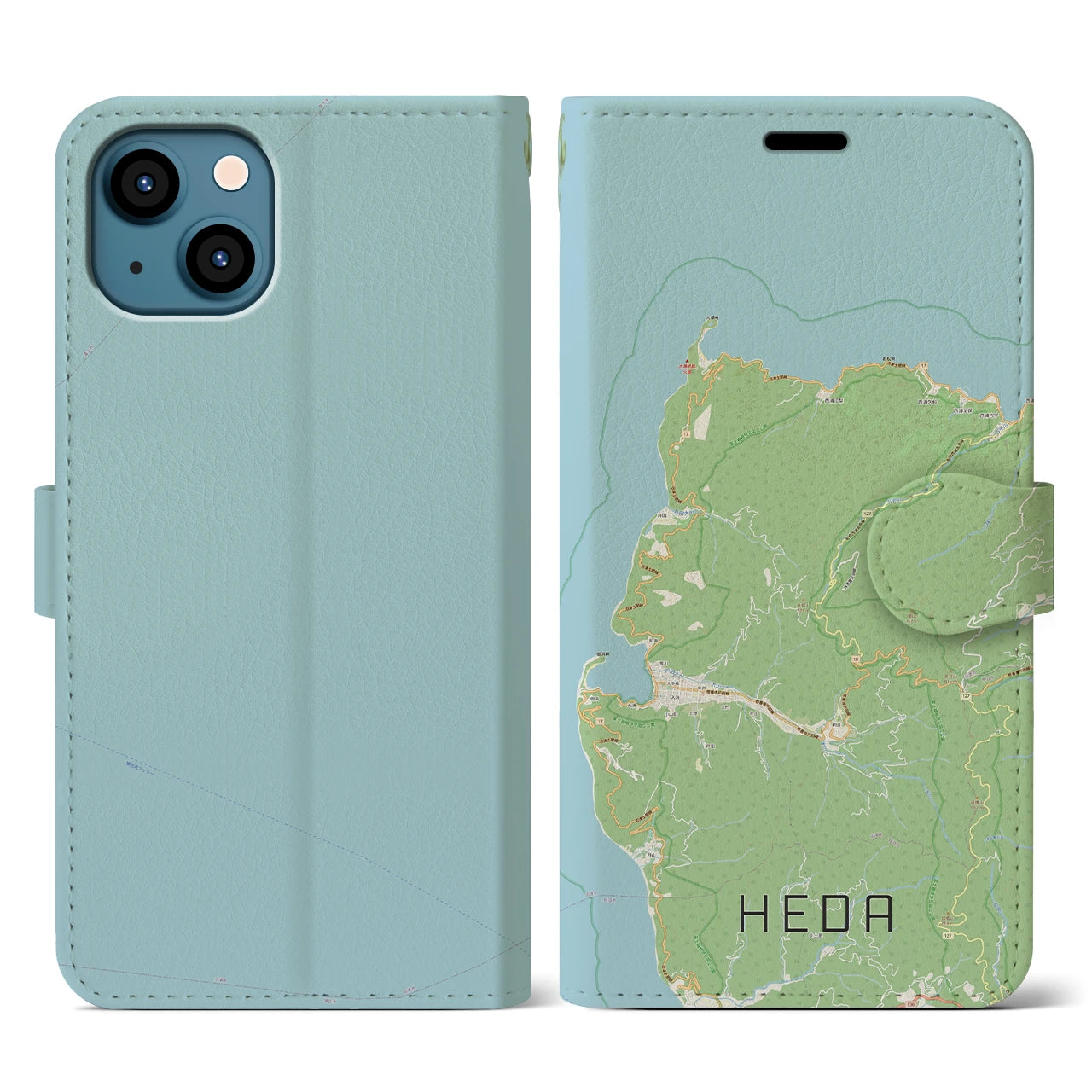 【戸田(静岡県)】地図柄iPhoneケース(手帳タイプ)ナチュラル・iPhone 13 用
