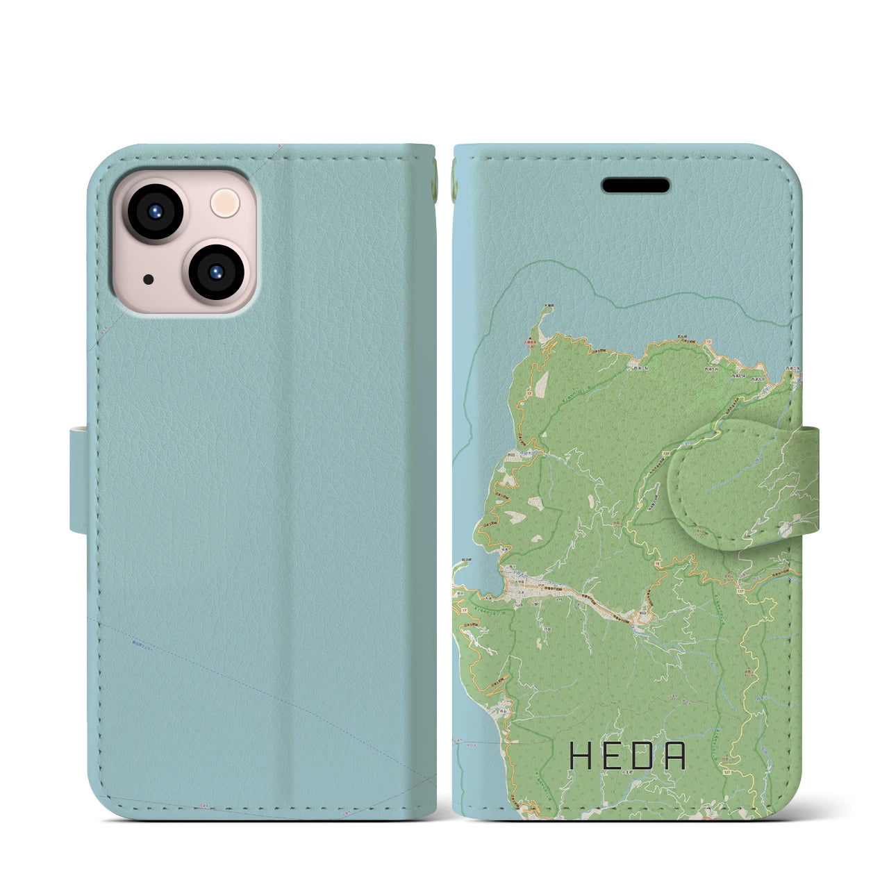 【戸田(静岡県)】地図柄iPhoneケース(手帳タイプ)ナチュラル・iPhone 13 mini 用