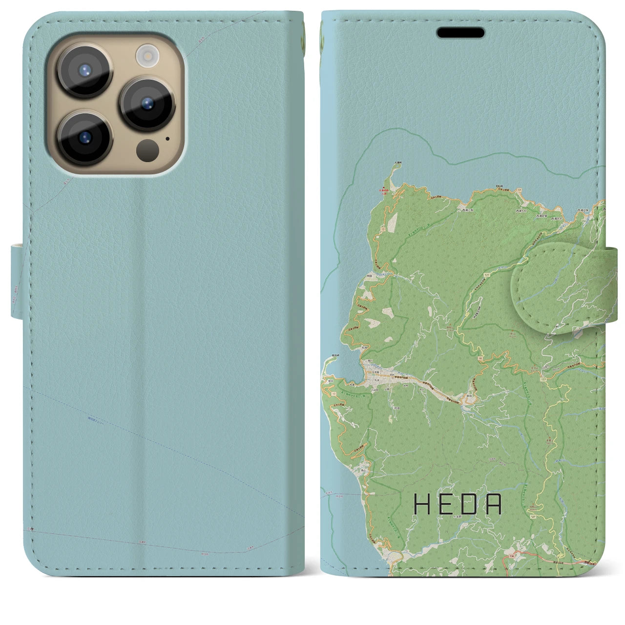 【戸田(静岡県)】地図柄iPhoneケース(手帳タイプ)ナチュラル・iPhone 14 Pro Max 用