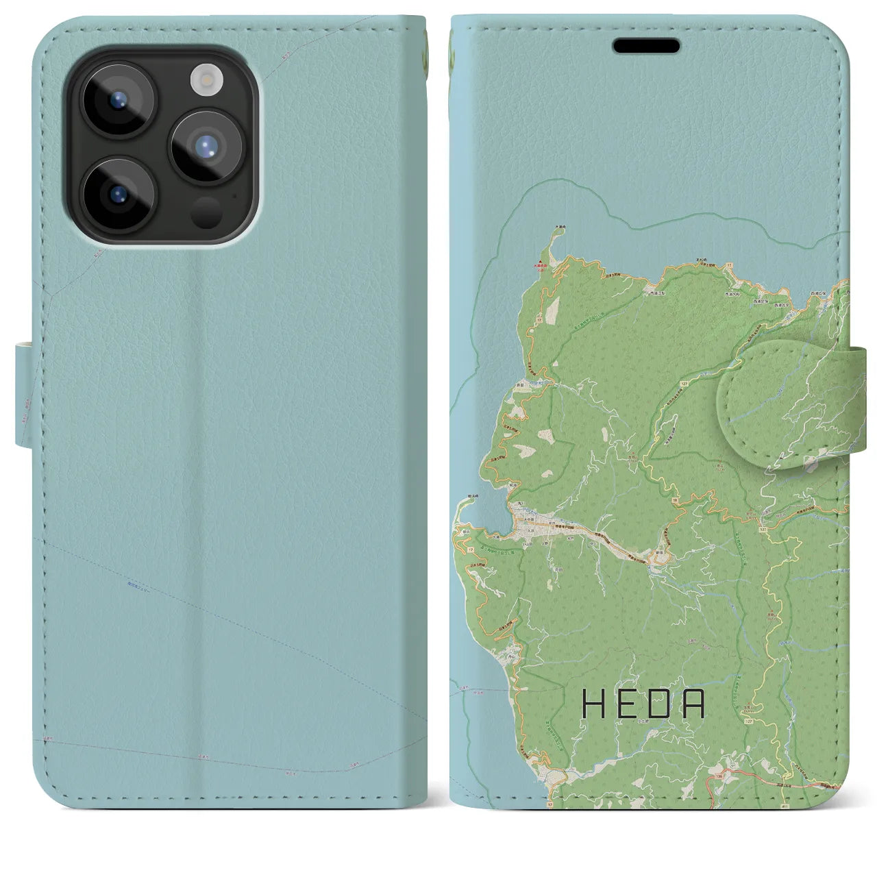 【戸田(静岡県)】地図柄iPhoneケース(手帳タイプ)ナチュラル・iPhone 15 Pro Max 用