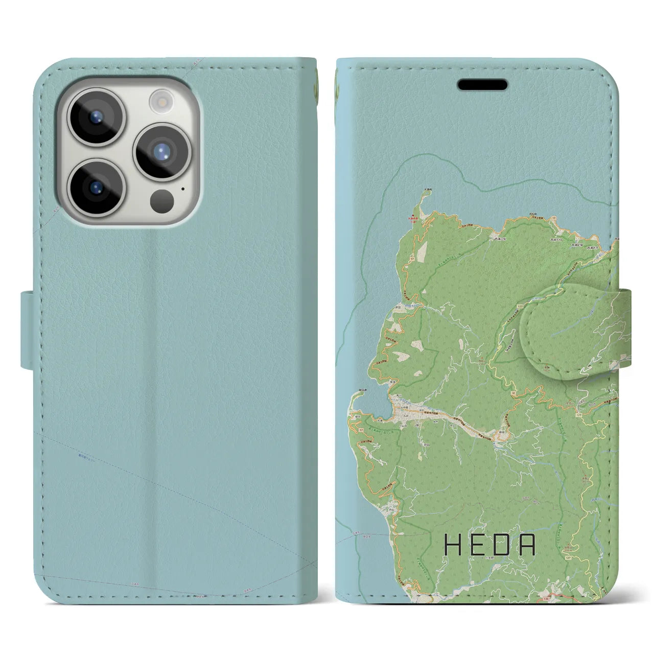 【戸田(静岡県)】地図柄iPhoneケース(手帳タイプ)ナチュラル・iPhone 15 Pro 用