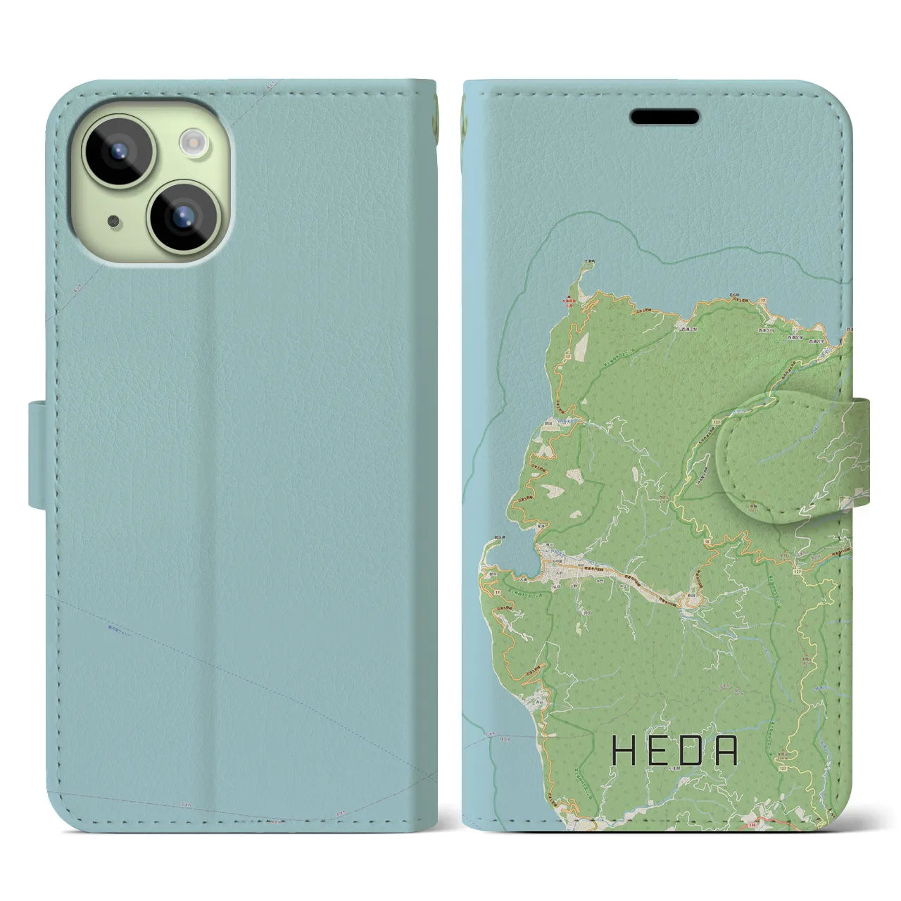 【戸田(静岡県)】地図柄iPhoneケース(手帳タイプ)ナチュラル・iPhone 15 用