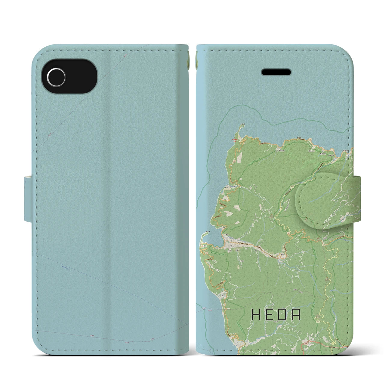 【戸田(静岡県)】地図柄iPhoneケース(手帳タイプ)ナチュラル・iPhone SE(第3 / 第2世代) / 8 / 7 / 6s / 6 用