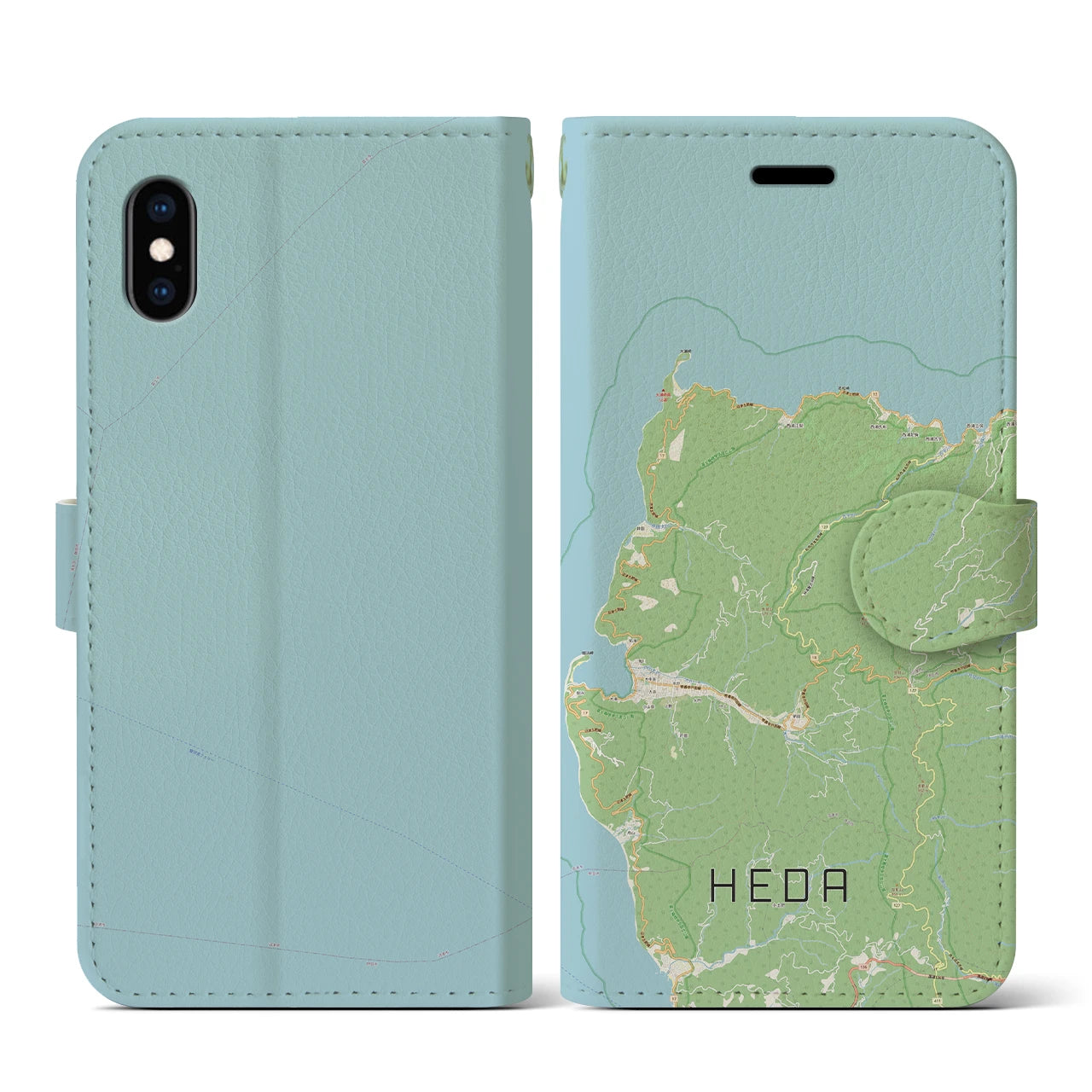 【戸田(静岡県)】地図柄iPhoneケース(手帳タイプ)ナチュラル・iPhone XS / X 用