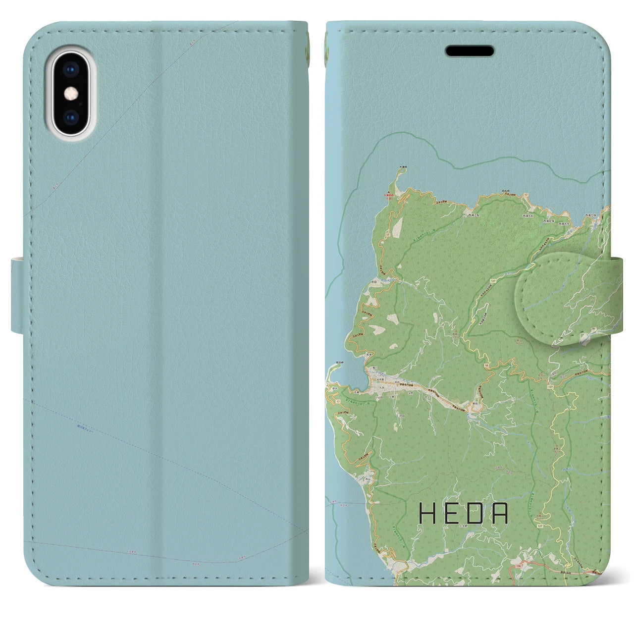 【戸田(静岡県)】地図柄iPhoneケース(手帳タイプ)ナチュラル・iPhone XS Max 用