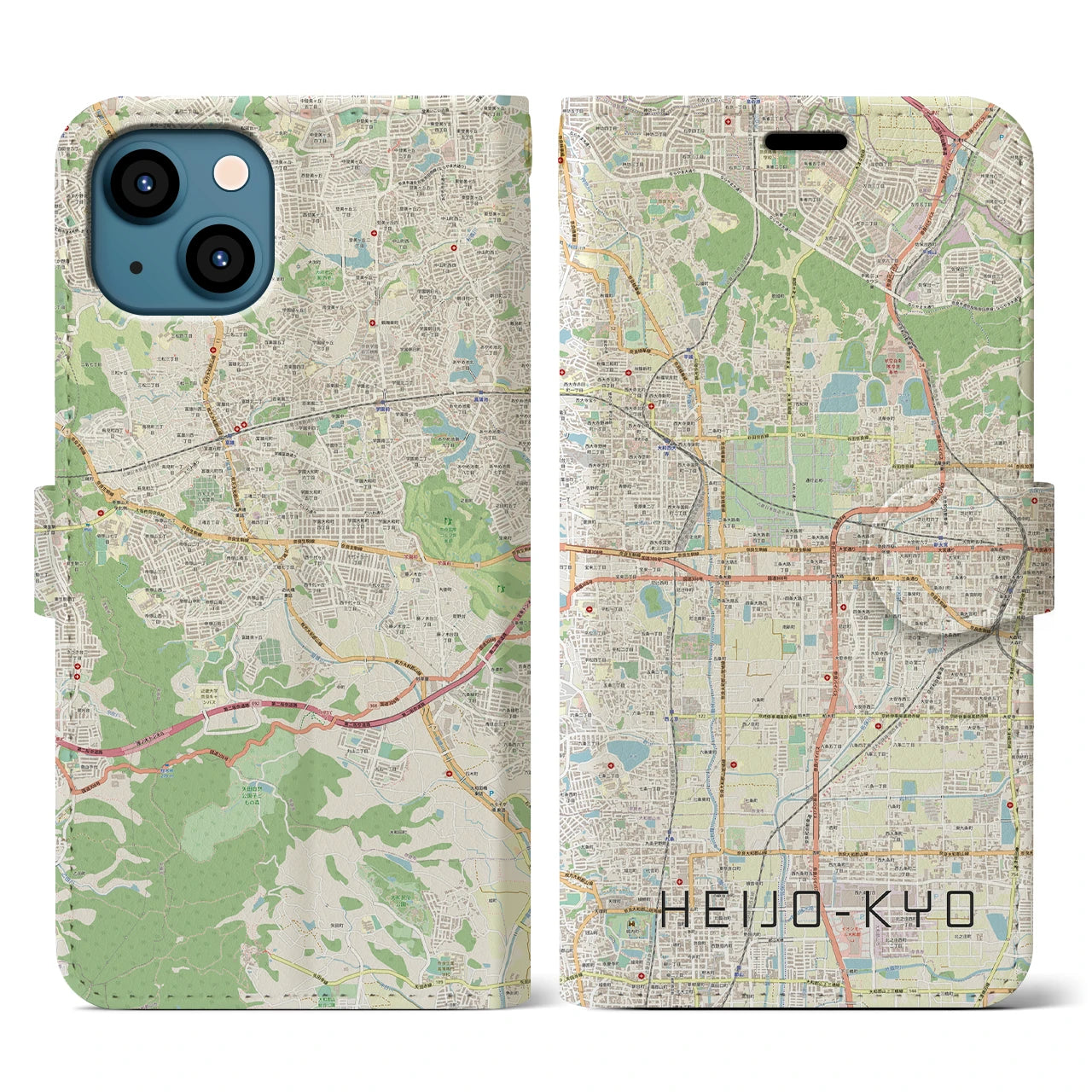 【平城京(奈良県)】地図柄iPhoneケース(手帳タイプ)ナチュラル・iPhone 13 用