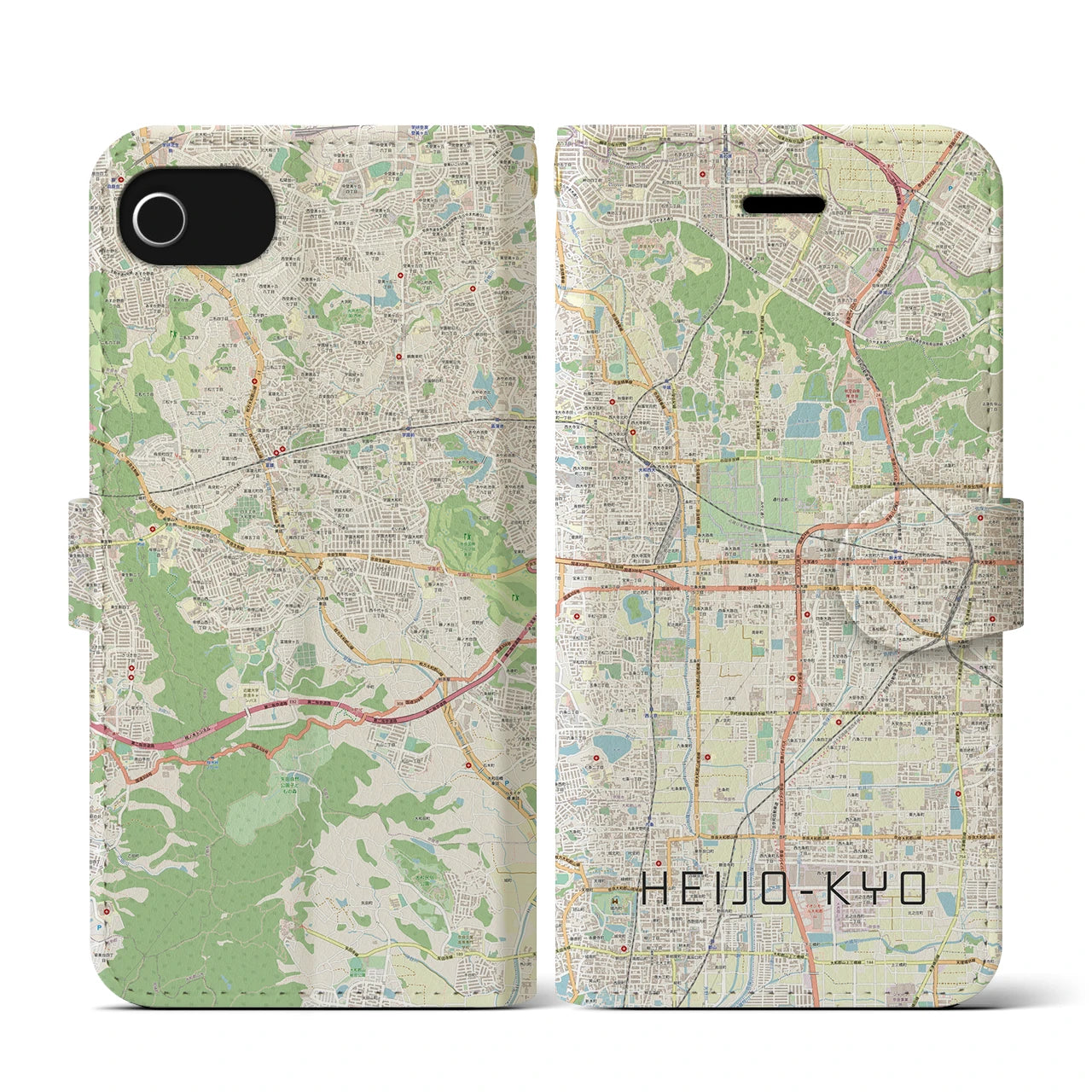 【平城京(奈良県)】地図柄iPhoneケース(手帳タイプ)ナチュラル・iPhone SE(第3 / 第2世代) / 8 / 7 / 6s / 6 用