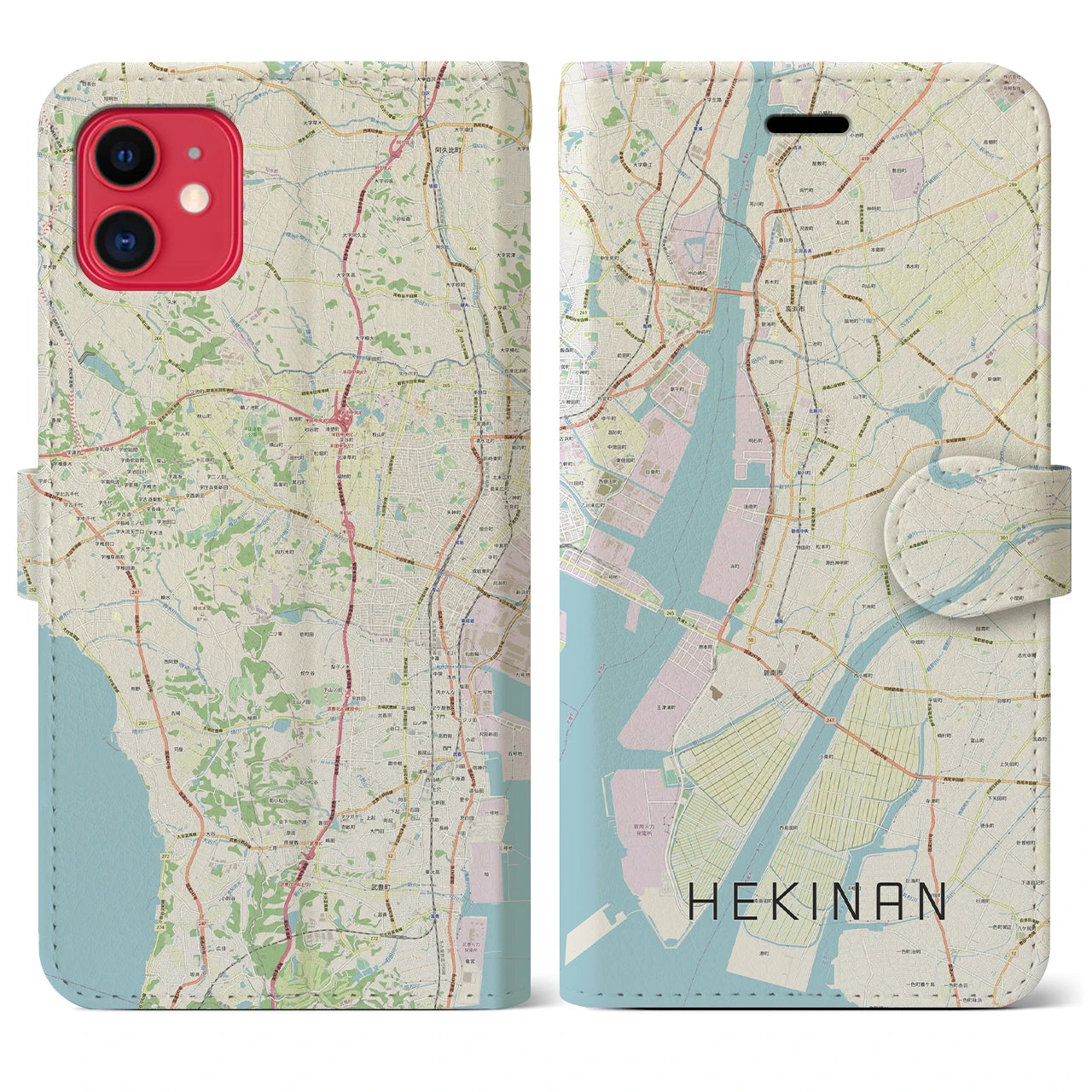【碧南(愛知県)】地図柄iPhoneケース(手帳タイプ)ナチュラル・iPhone 11 用