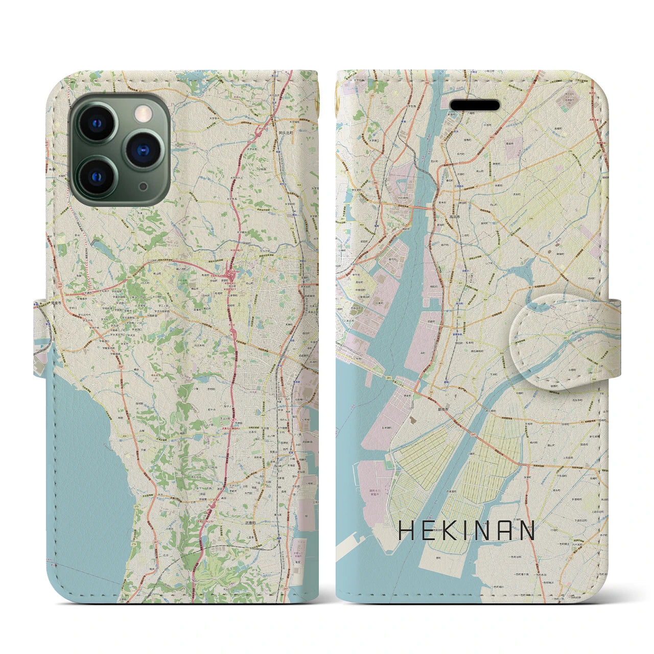 【碧南(愛知県)】地図柄iPhoneケース(手帳タイプ)ナチュラル・iPhone 11 Pro 用