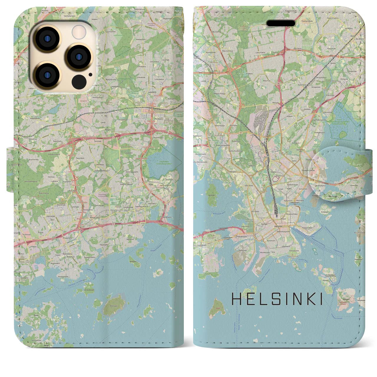【ヘルシンキ(フィンランド)】地図柄iPhoneケース(手帳タイプ)ナチュラル・iPhone 12 Pro Max 用