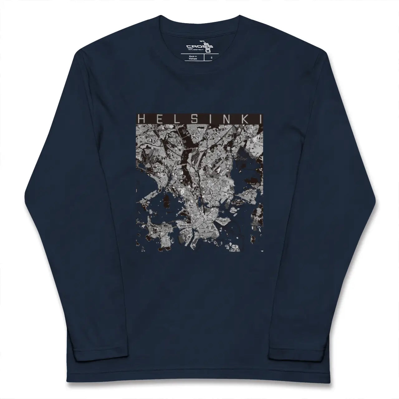 【ヘルシンキ(フィンランド)】地図柄ロングスリーブTシャツ