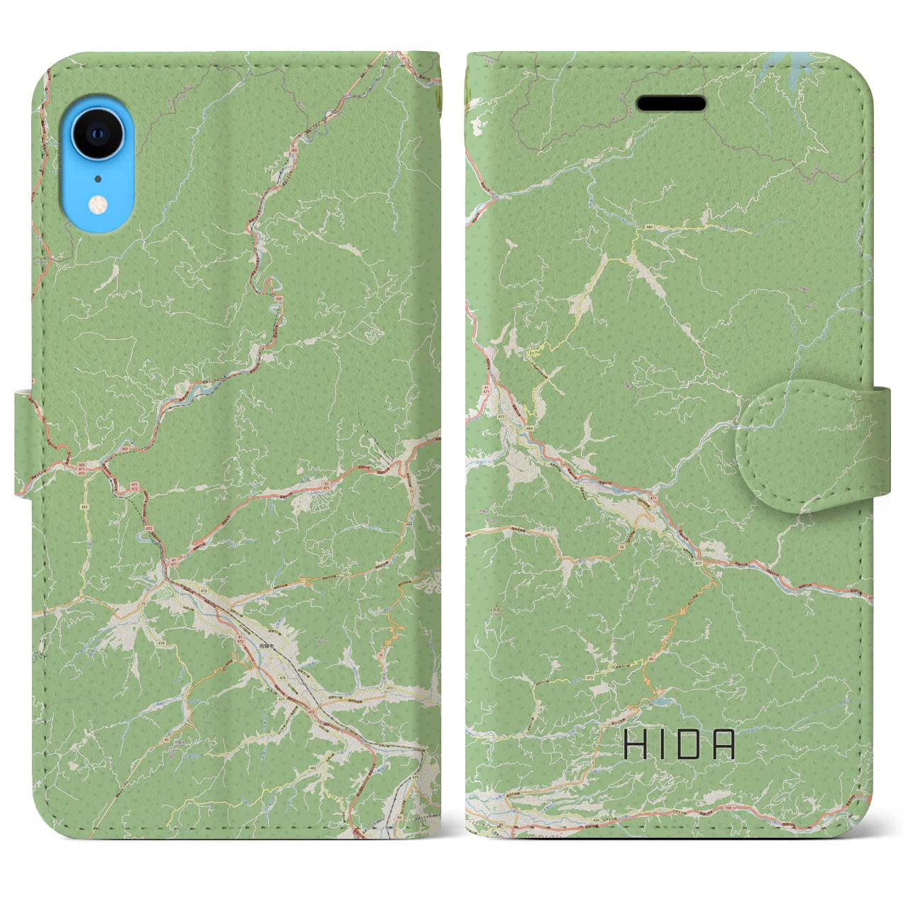 【飛騨(岐阜県)】地図柄iPhoneケース(手帳タイプ)ナチュラル・iPhone XR 用