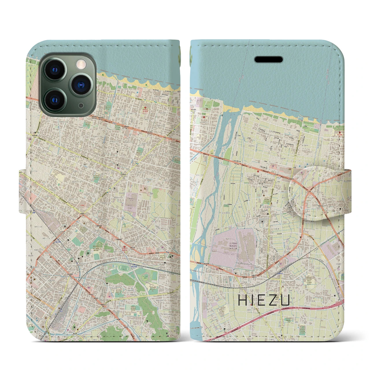 【日吉津(鳥取県)】地図柄iPhoneケース(手帳タイプ)ナチュラル・iPhone 11 Pro 用