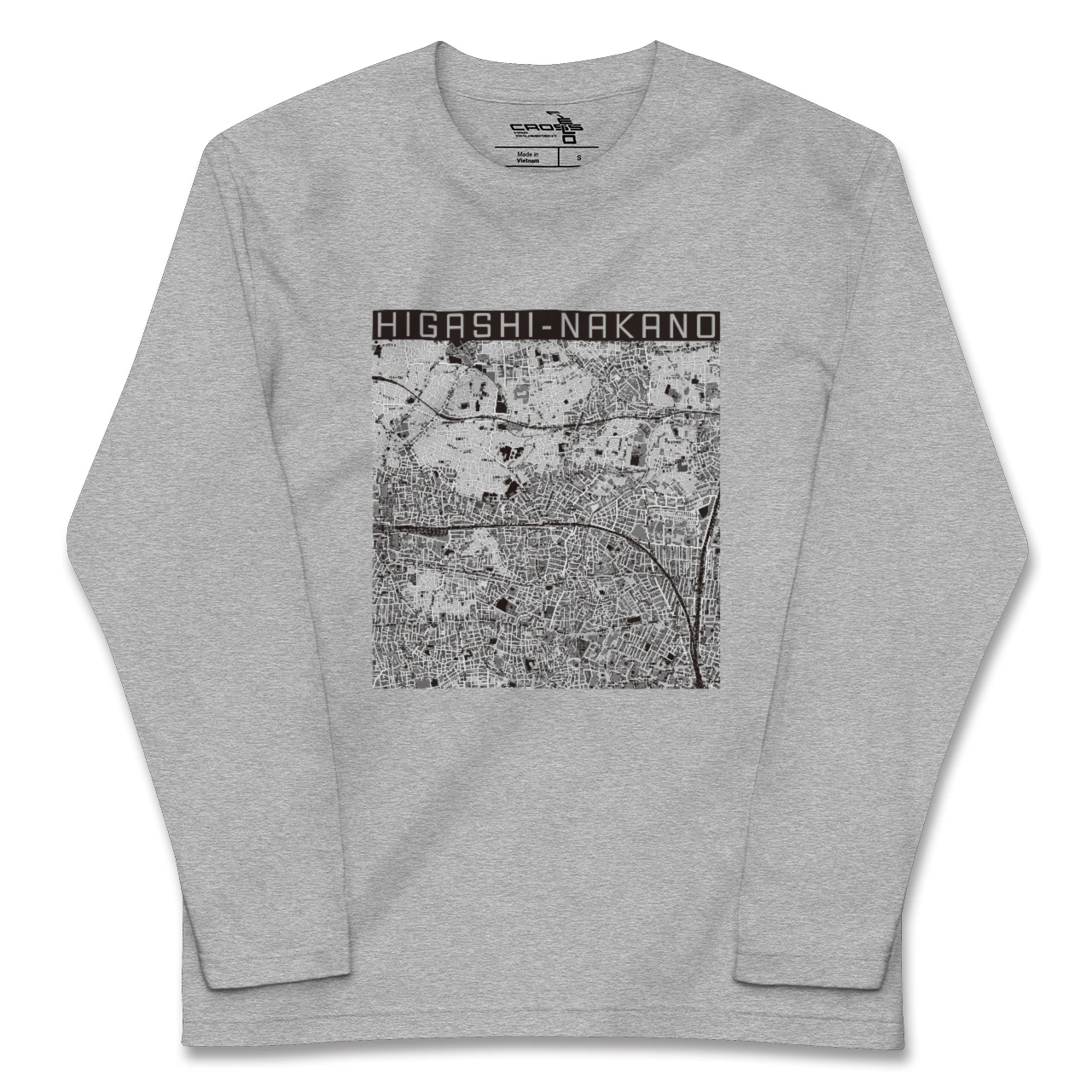 【東中野2(東京都)】地図柄ロングスリーブTシャツ