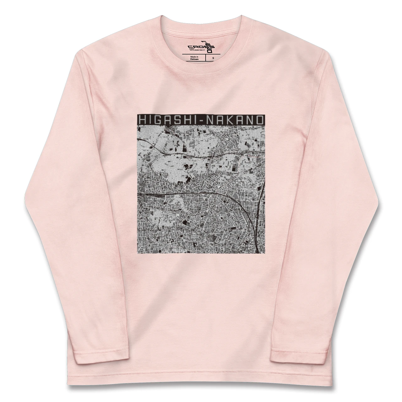 【東中野2(東京都)】地図柄ロングスリーブTシャツ