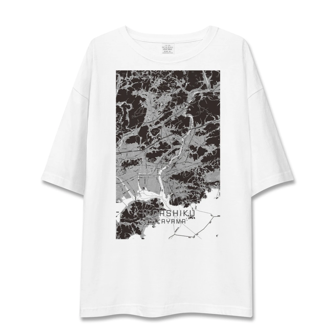 【東区(岡山市)(岡山県)】地図柄ビッグシルエットTシャツ