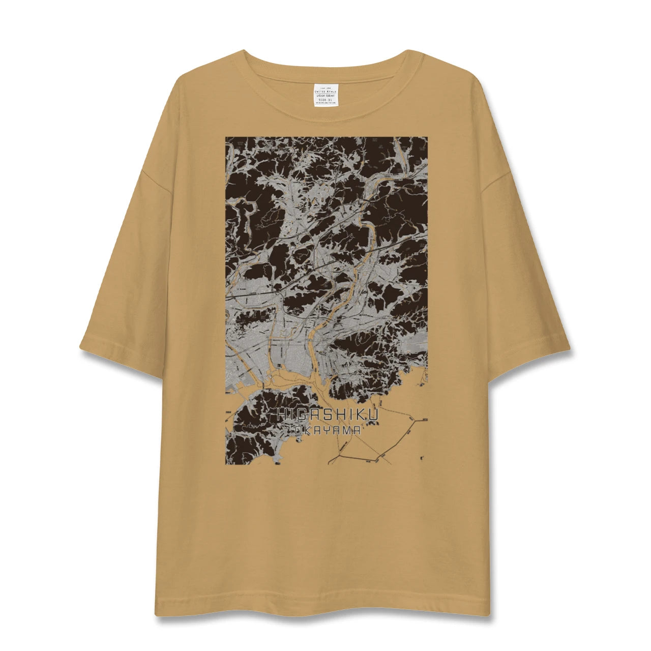 【東区(岡山市)(岡山県)】地図柄ビッグシルエットTシャツ