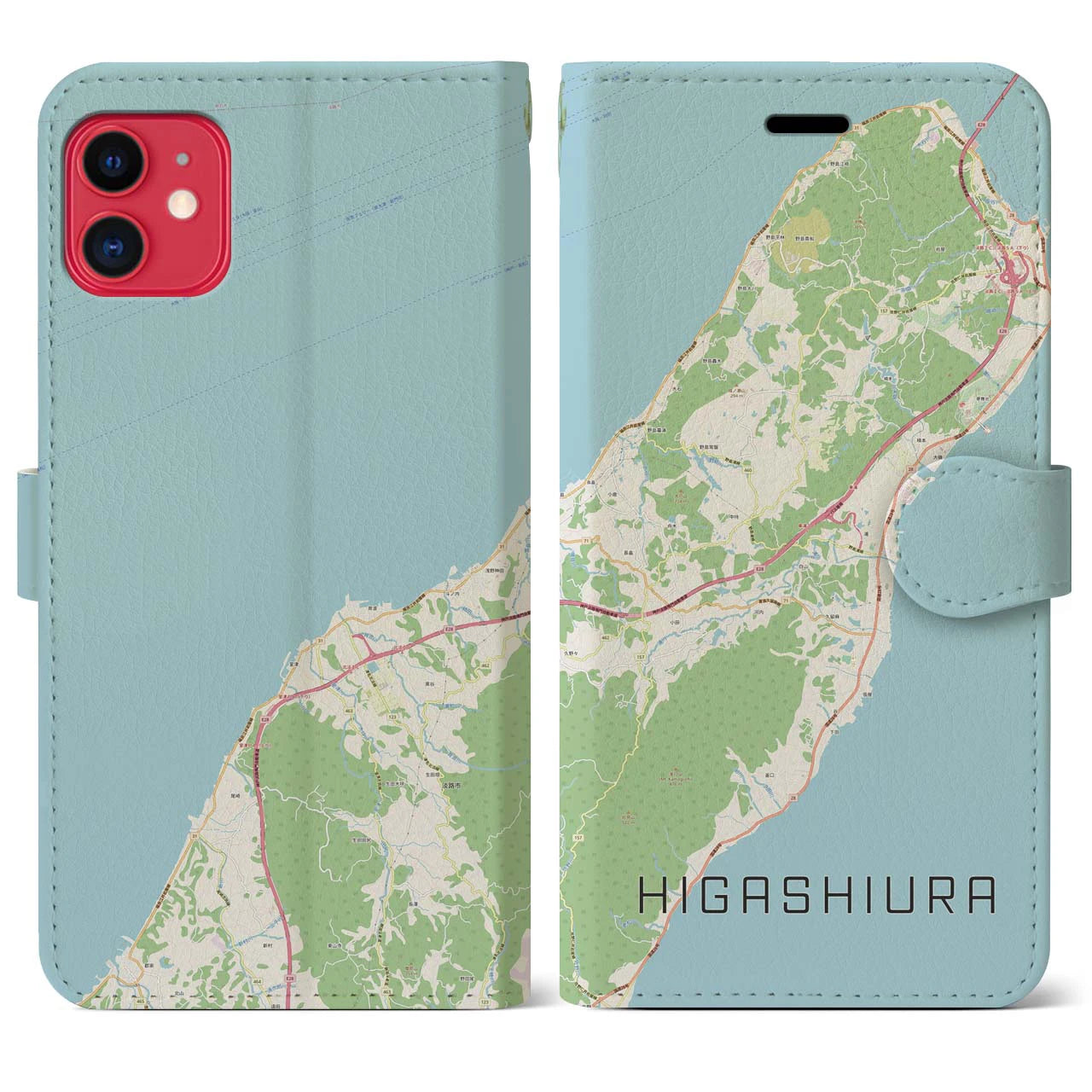 【東浦(兵庫県)】地図柄iPhoneケース(手帳タイプ)ナチュラル・iPhone 11 用