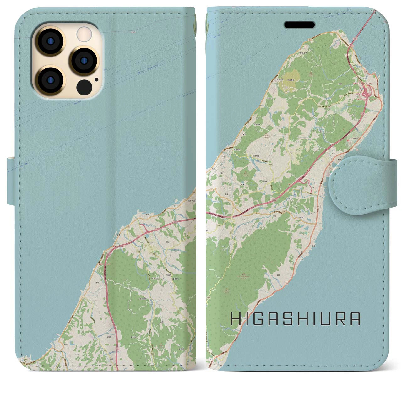 【東浦(兵庫県)】地図柄iPhoneケース(手帳タイプ)ナチュラル・iPhone 12 Pro Max 用