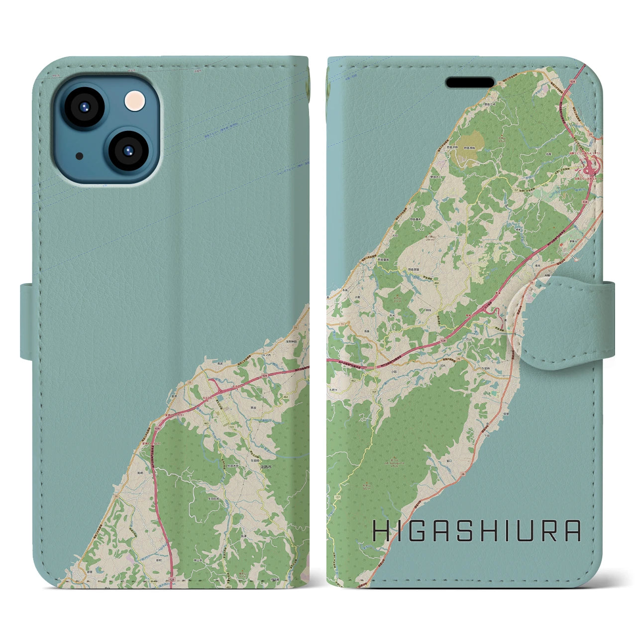 【東浦(兵庫県)】地図柄iPhoneケース(手帳タイプ)ナチュラル・iPhone 13 用