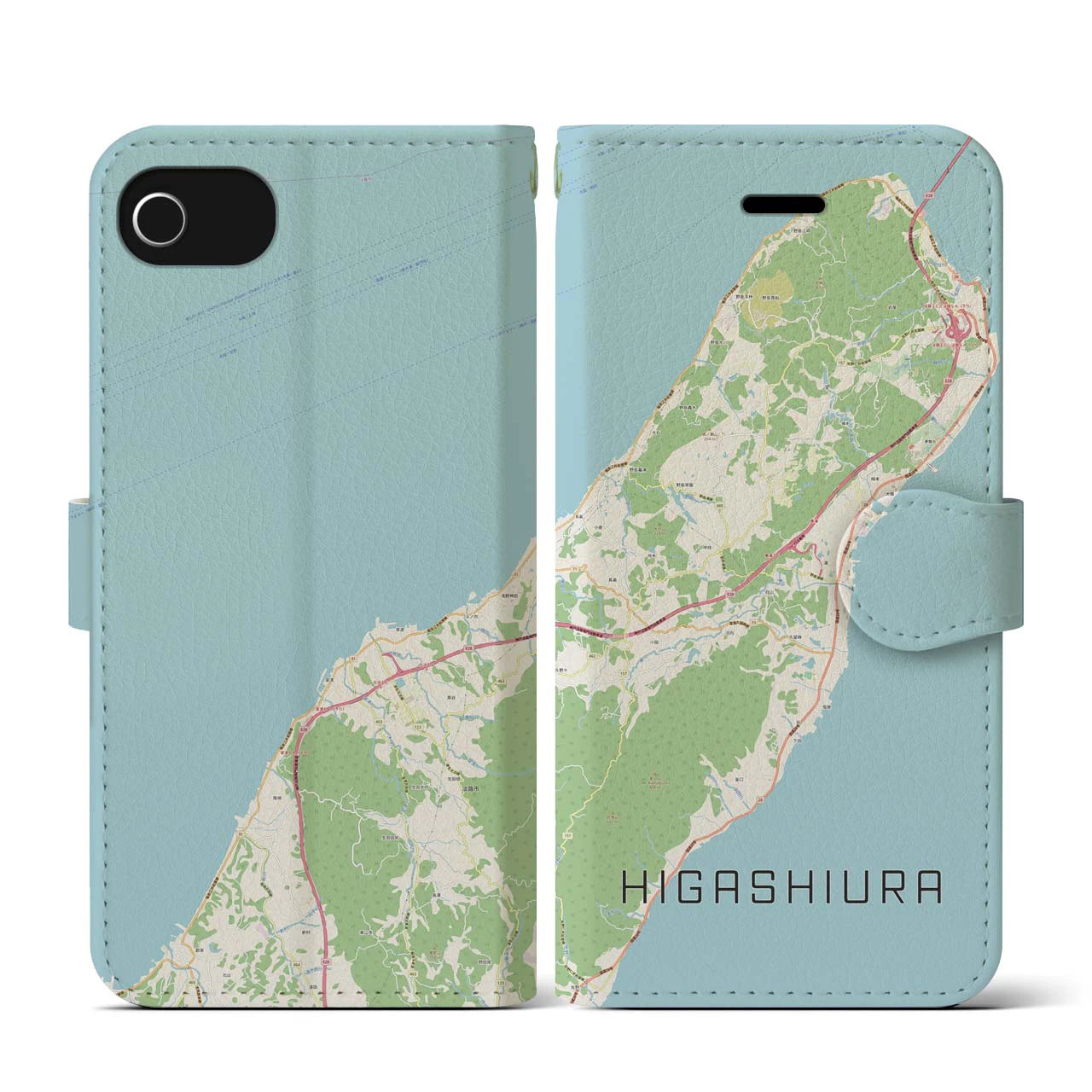 【東浦(兵庫県)】地図柄iPhoneケース(手帳タイプ)ナチュラル・iPhone SE(第3 / 第2世代) / 8 / 7 / 6s / 6 用