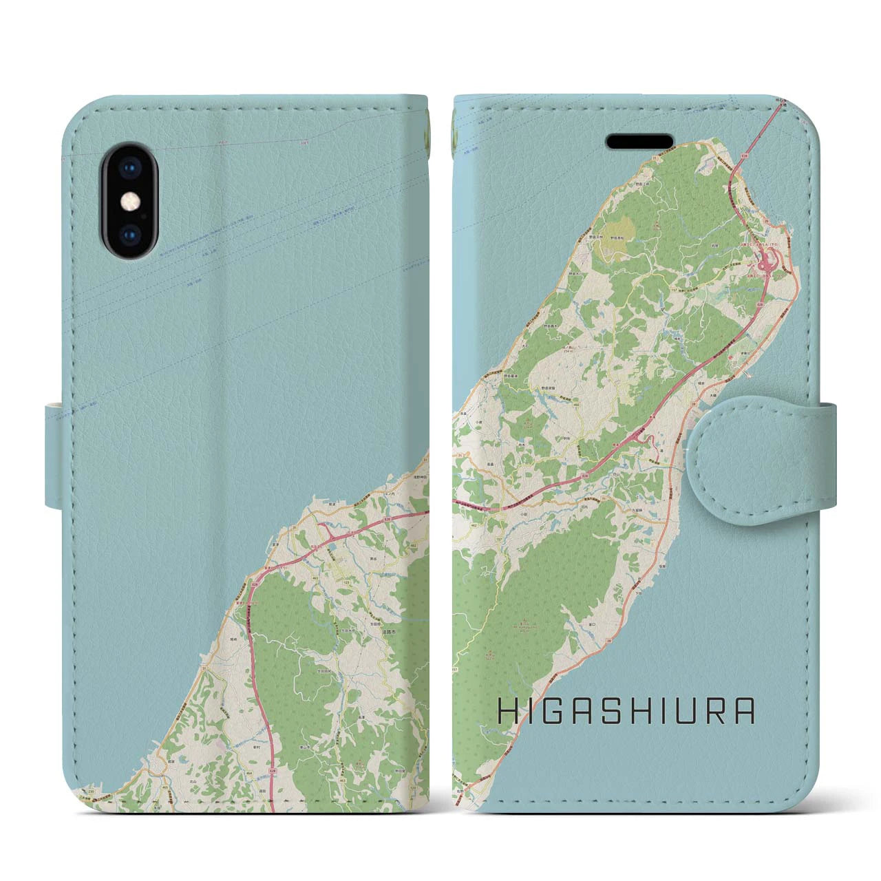 【東浦(兵庫県)】地図柄iPhoneケース(手帳タイプ)ナチュラル・iPhone XS / X 用
