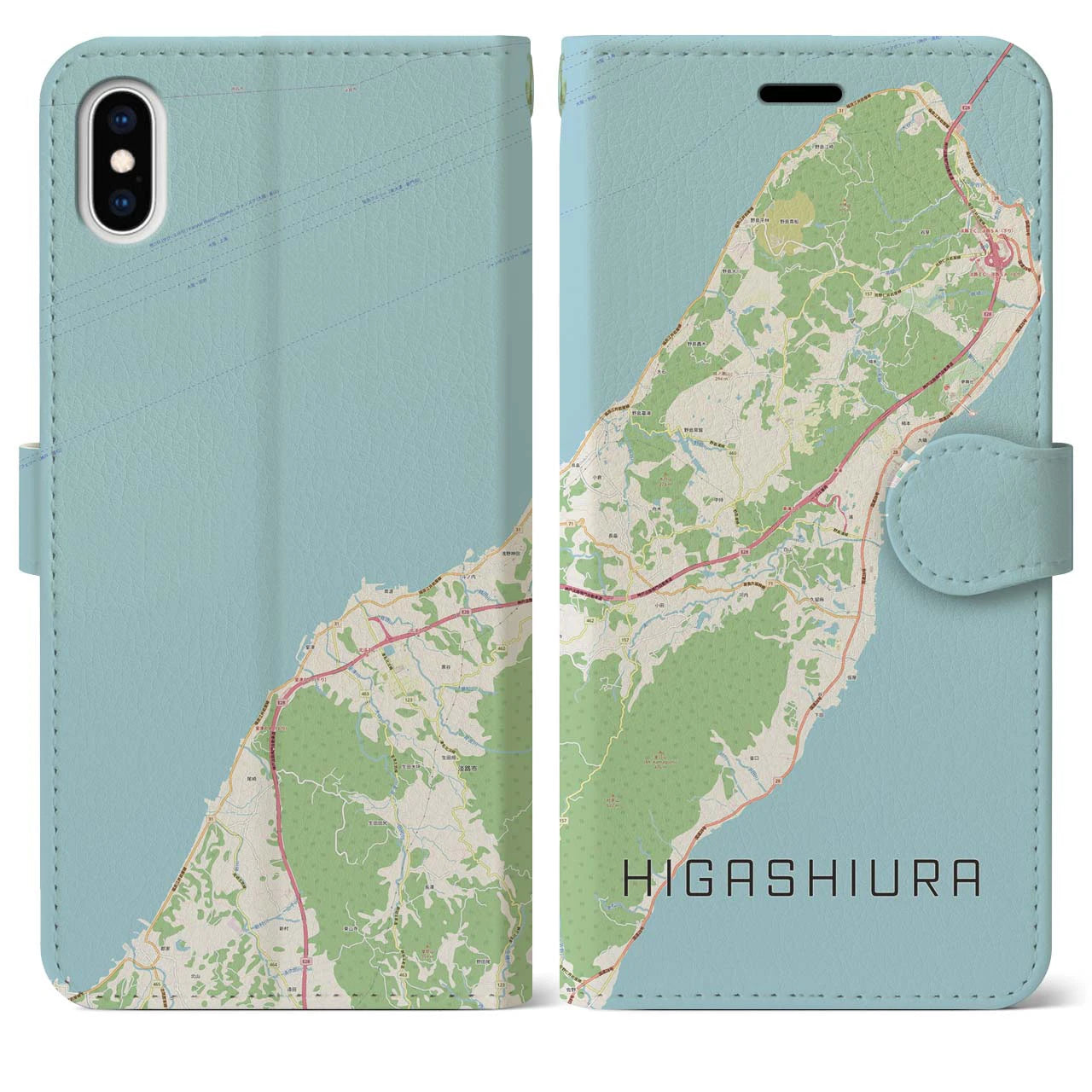 【東浦(兵庫県)】地図柄iPhoneケース(手帳タイプ)ナチュラル・iPhone XS Max 用