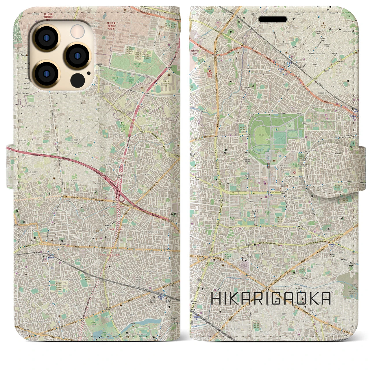 【光が丘(東京都)】地図柄iPhoneケース(手帳タイプ)ナチュラル・iPhone 12 Pro Max 用