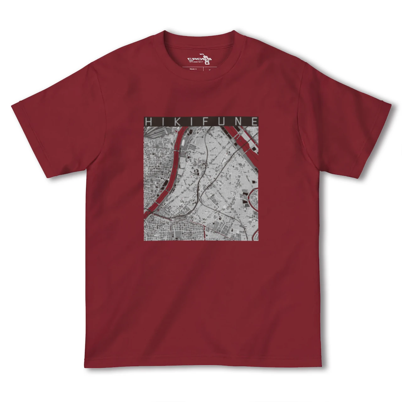 【曳舟(東京都)】地図柄ヘビーウェイトTシャツ