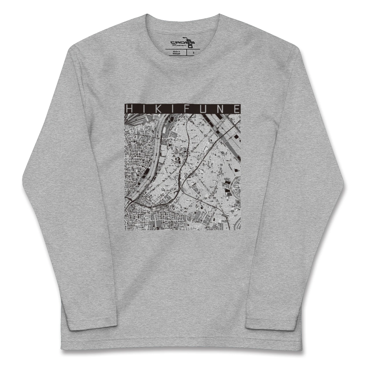 【曳舟(東京都)】地図柄ロングスリーブTシャツ