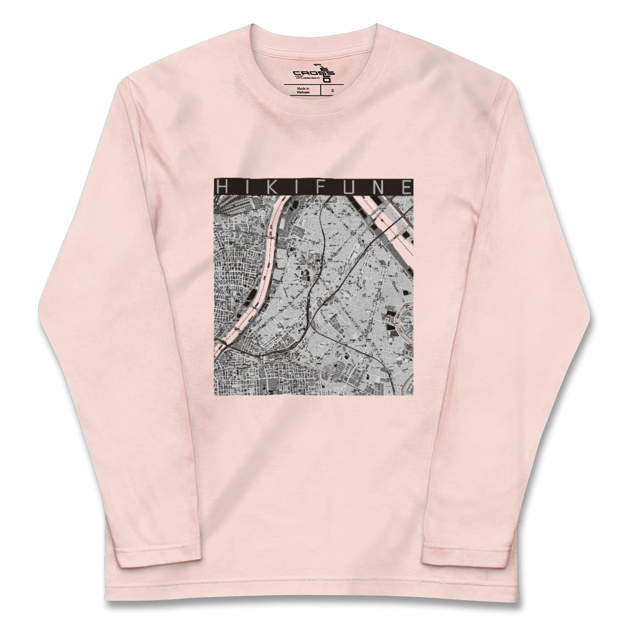 【曳舟(東京都)】地図柄ロングスリーブTシャツ