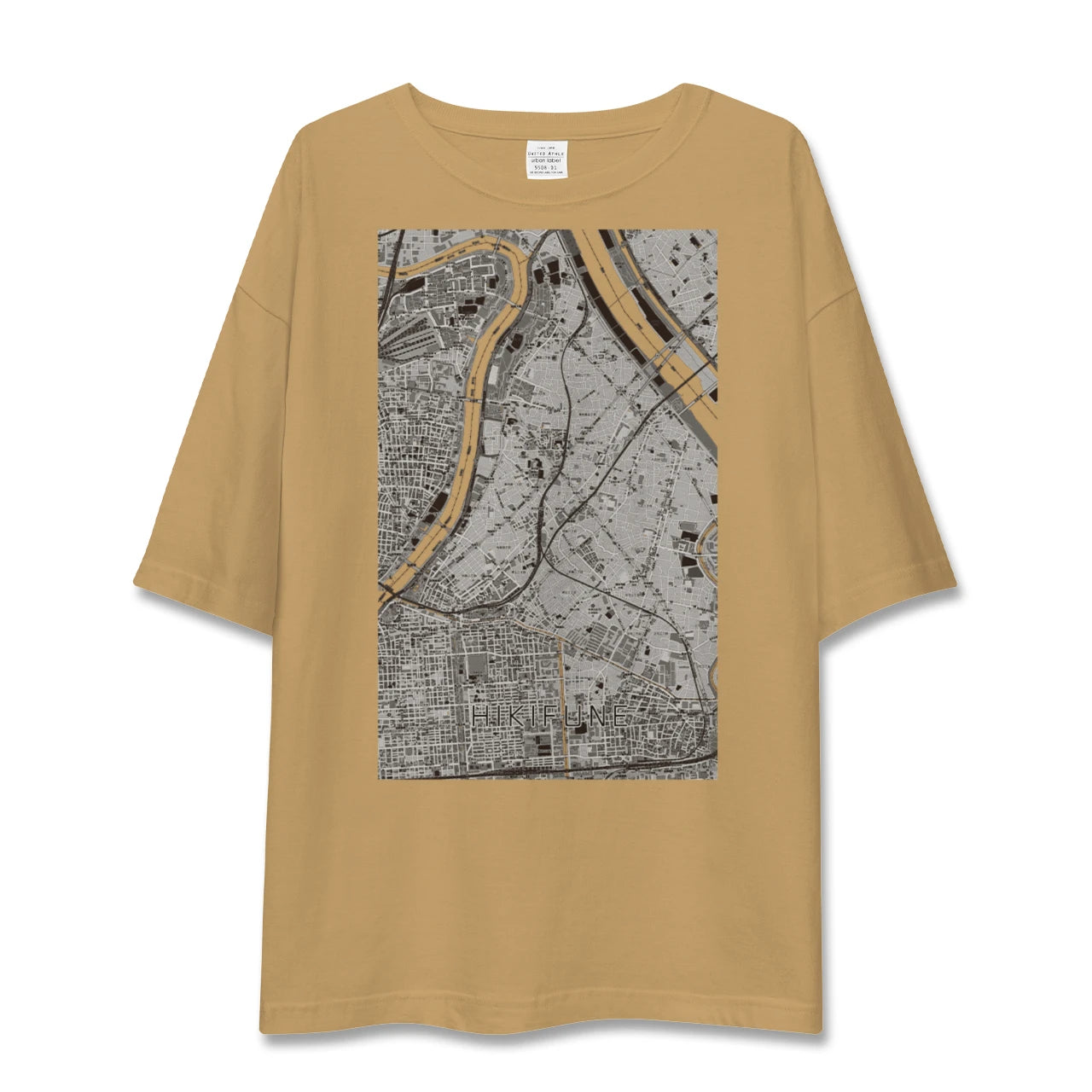 【曳舟(東京都)】地図柄ビッグシルエットTシャツ