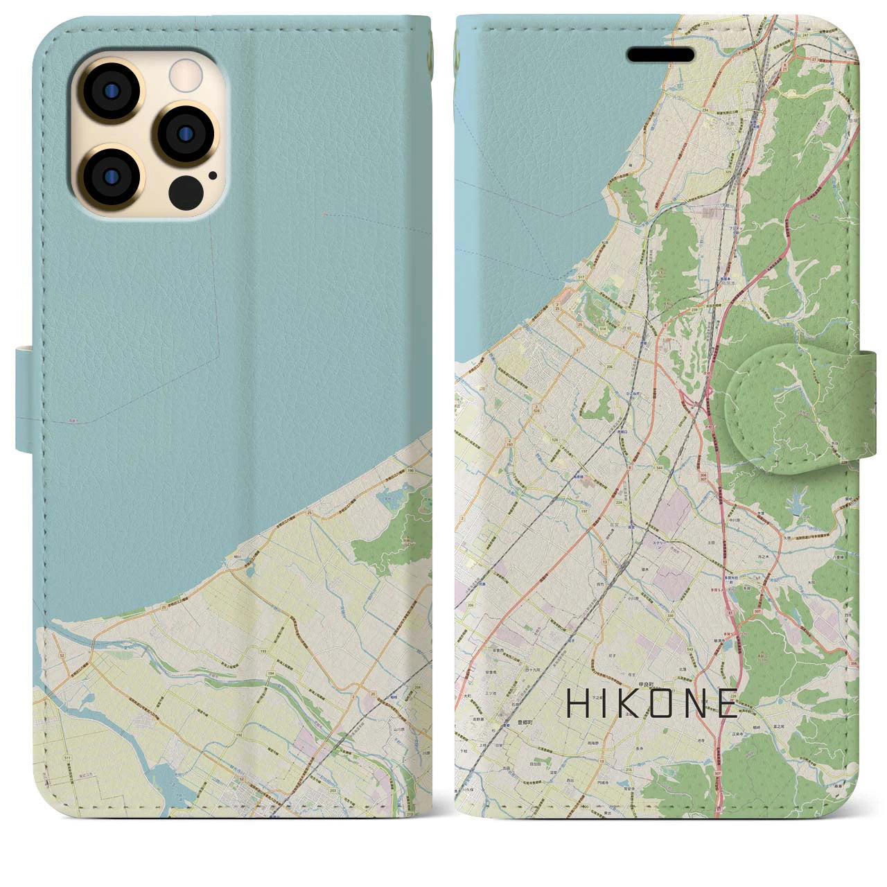 【彦根(滋賀県)】地図柄iPhoneケース(手帳タイプ)ナチュラル・iPhone 12 Pro Max 用