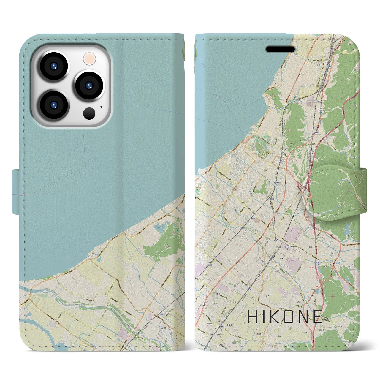 【彦根(滋賀県)】地図柄iPhoneケース(手帳タイプ)ナチュラル・iPhone 13 Pro 用