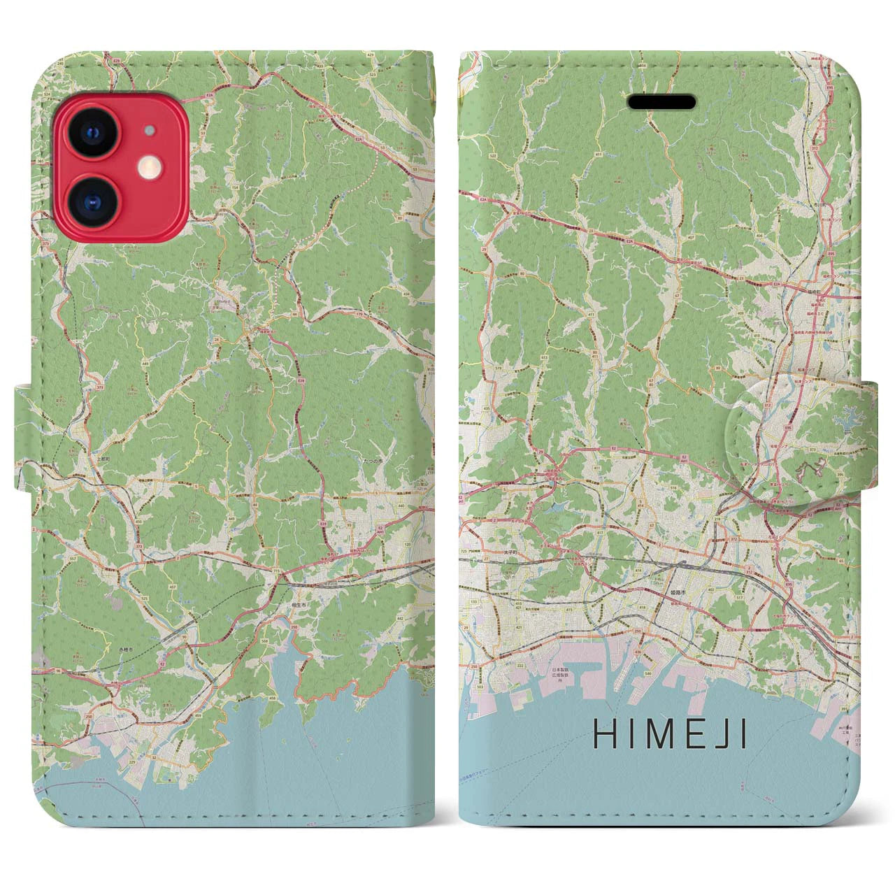 【姫路2(兵庫県)】地図柄iPhoneケース(手帳タイプ)ナチュラル・iPhone 11 用