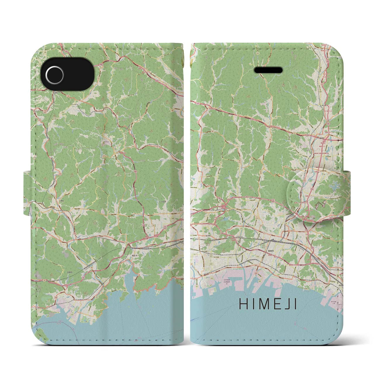 【姫路2(兵庫県)】地図柄iPhoneケース(手帳タイプ)ナチュラル・iPhone SE(第3 / 第2世代) / 8 / 7 / 6s / 6 用