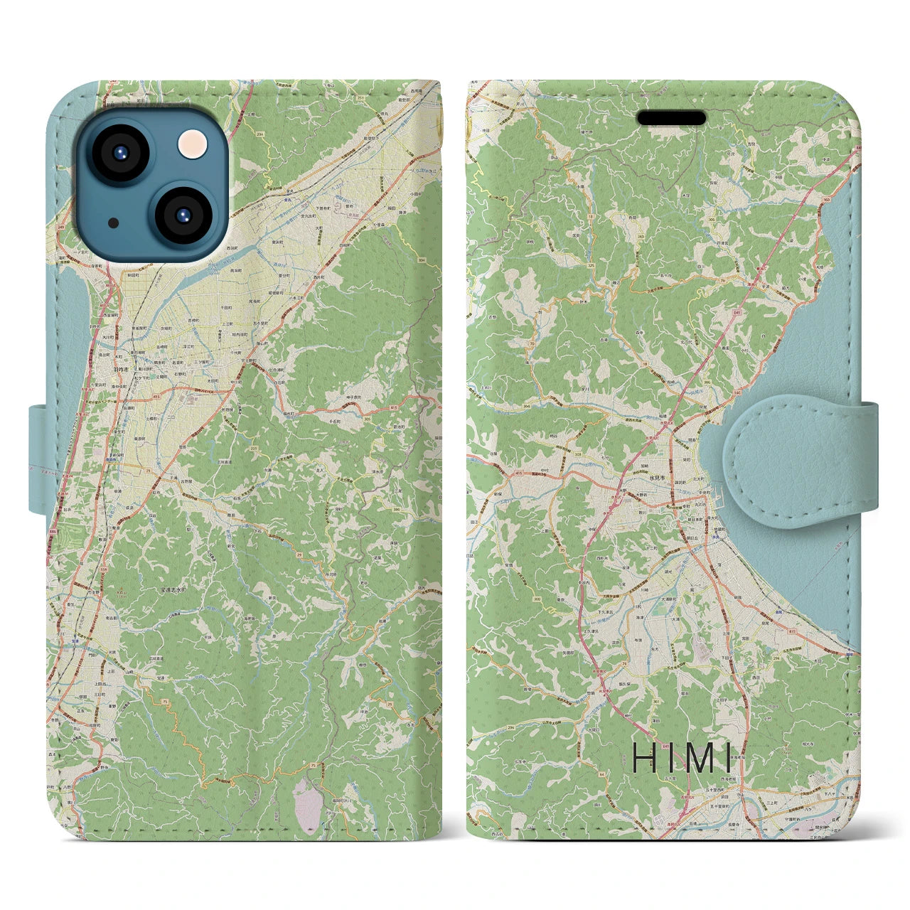 【氷見(富山県)】地図柄iPhoneケース(手帳タイプ)ナチュラル・iPhone 13 用