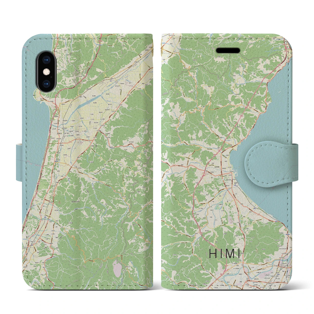 【氷見(富山県)】地図柄iPhoneケース(手帳タイプ)ナチュラル・iPhone XS / X 用