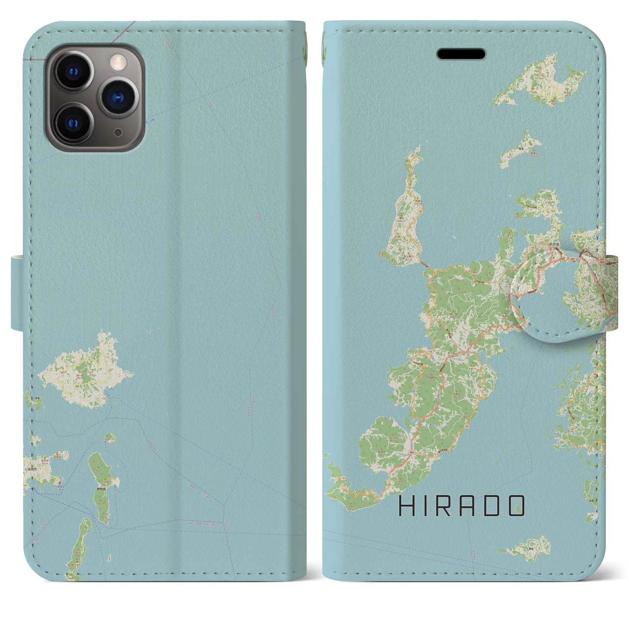 【平戸(長崎県)】地図柄iPhoneケース(手帳タイプ)ナチュラル・iPhone 11 Pro Max 用