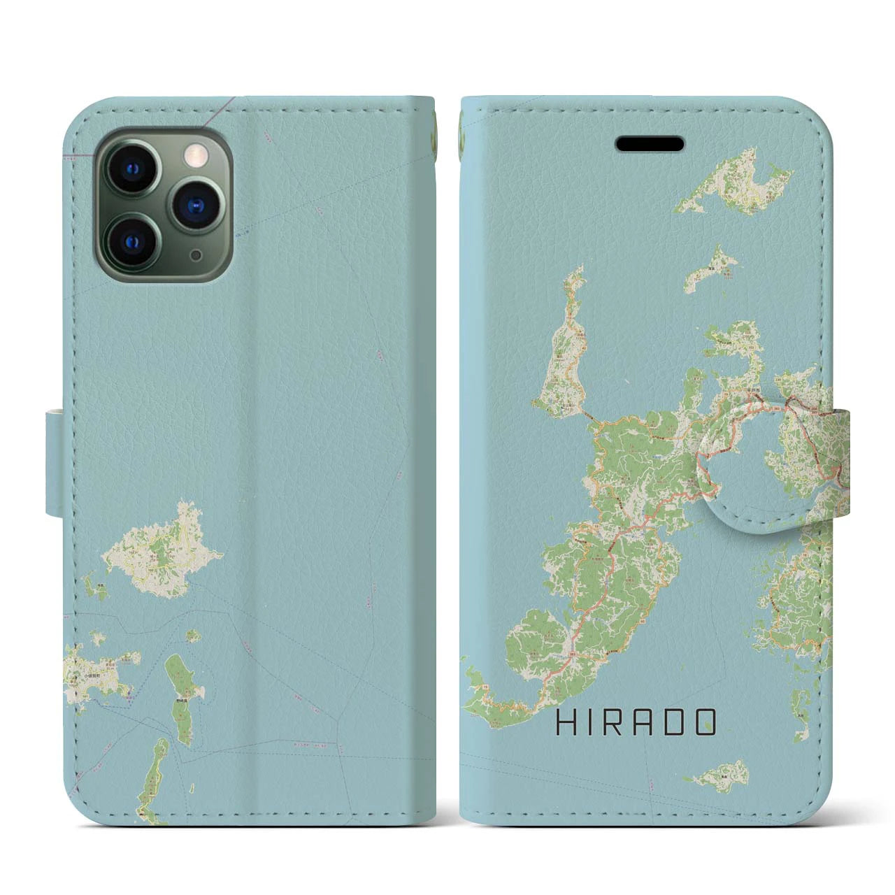 【平戸(長崎県)】地図柄iPhoneケース(手帳タイプ)ナチュラル・iPhone 11 Pro 用