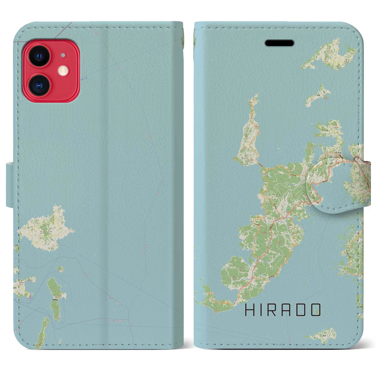 【平戸(長崎県)】地図柄iPhoneケース(手帳タイプ)ナチュラル・iPhone 11 用