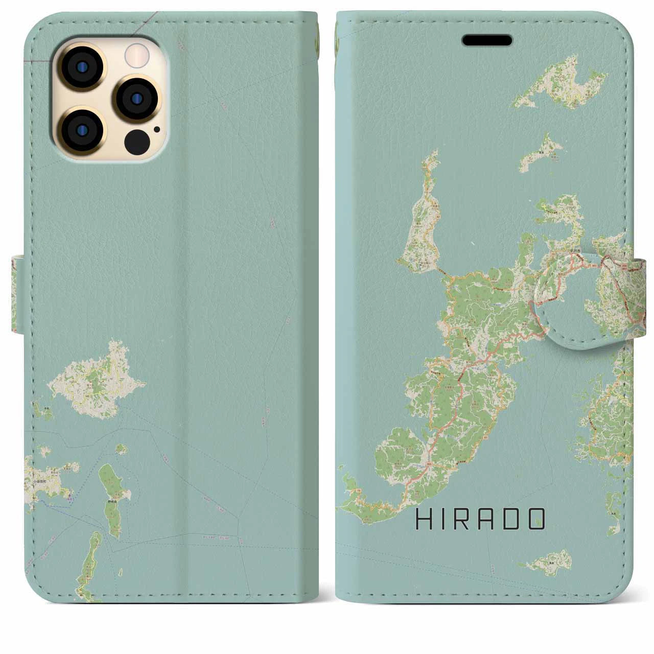 【平戸(長崎県)】地図柄iPhoneケース(手帳タイプ)ナチュラル・iPhone 12 Pro Max 用
