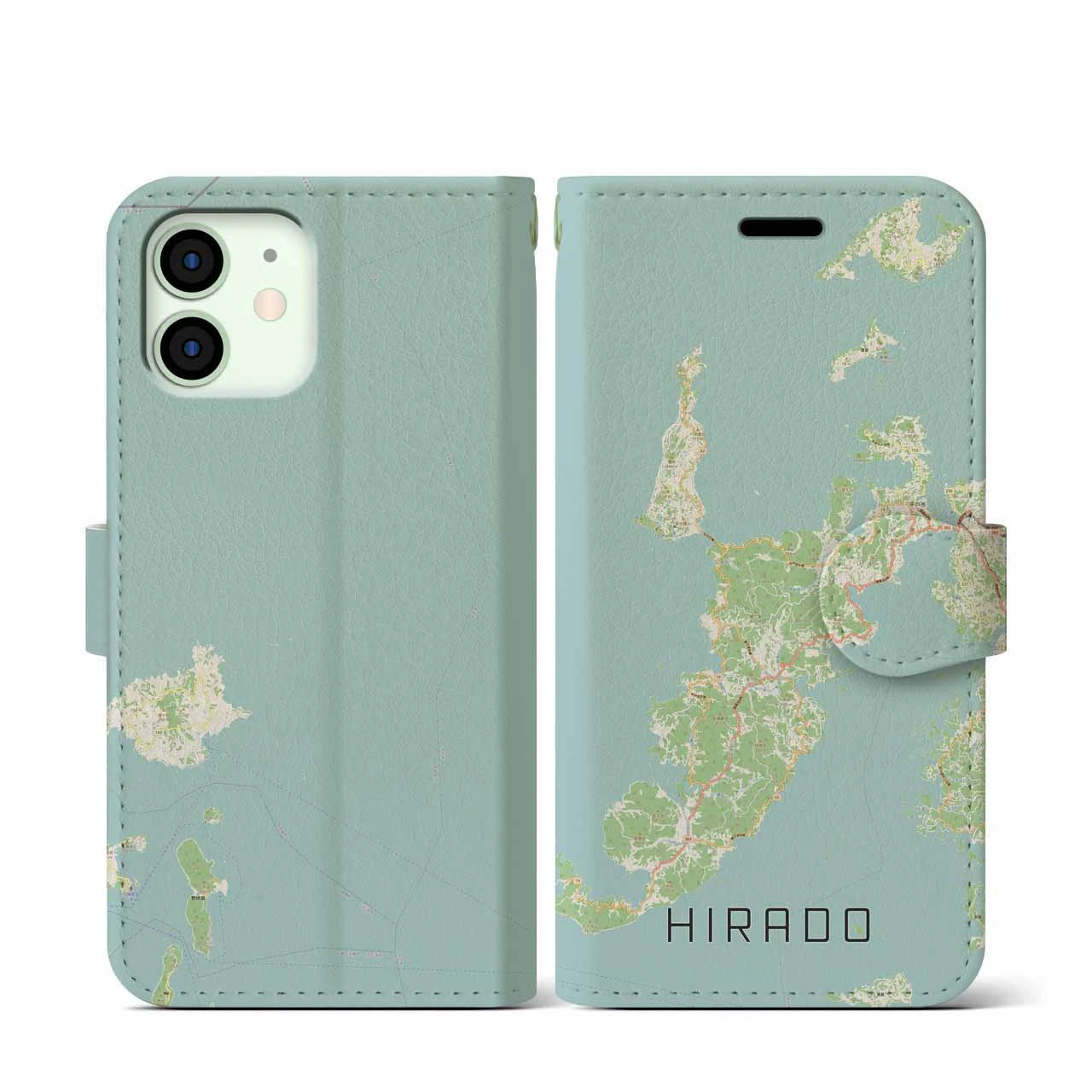 【平戸(長崎県)】地図柄iPhoneケース(手帳タイプ)ナチュラル・iPhone 12 mini 用
