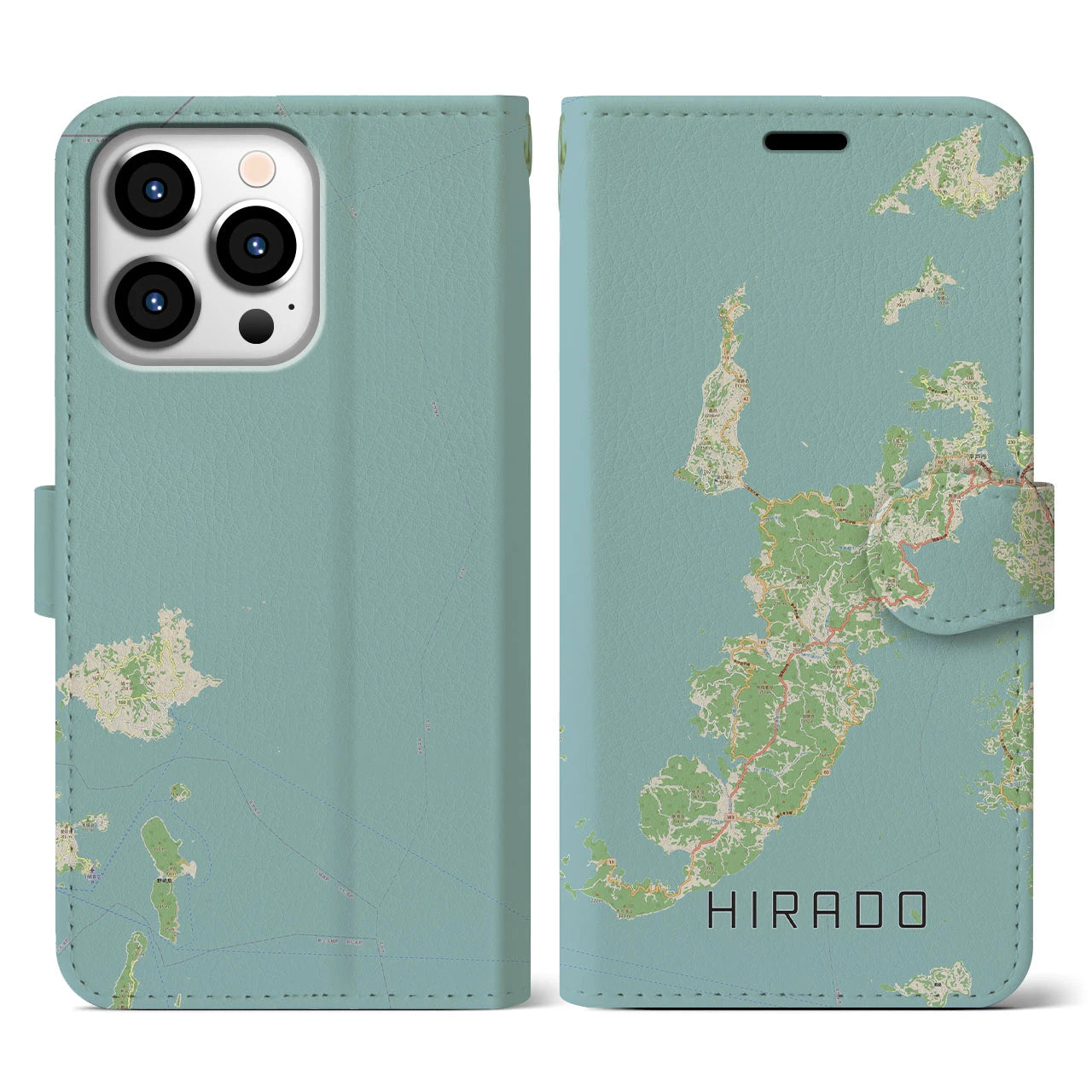 【平戸(長崎県)】地図柄iPhoneケース(手帳タイプ)ナチュラル・iPhone 13 Pro 用