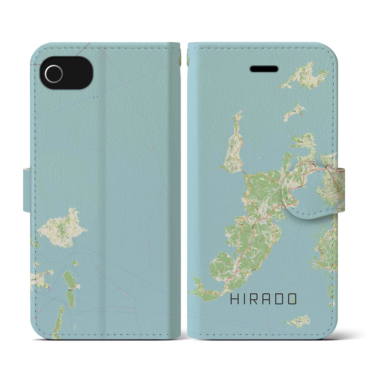 【平戸(長崎県)】地図柄iPhoneケース(手帳タイプ)ナチュラル・iPhone SE(第3 / 第2世代) / 8 / 7 / 6s / 6 用
