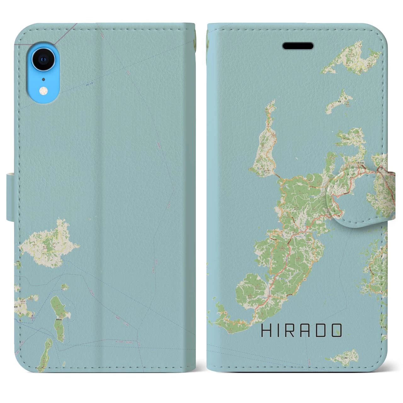【平戸(長崎県)】地図柄iPhoneケース(手帳タイプ)ナチュラル・iPhone XR 用