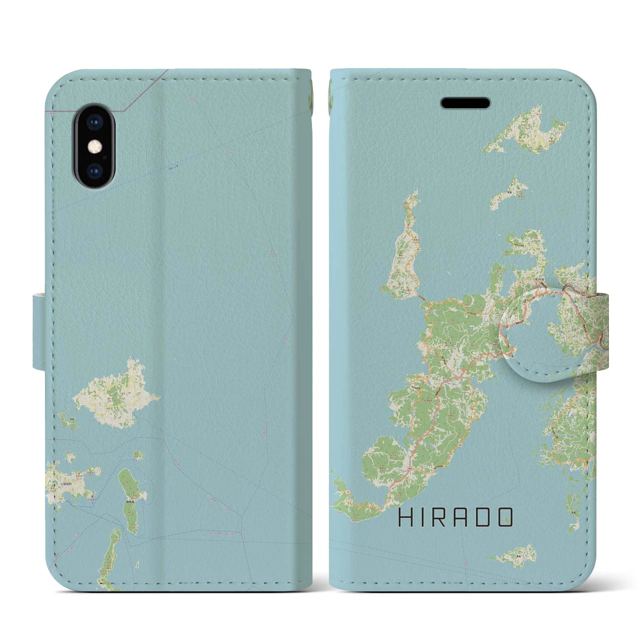 【平戸(長崎県)】地図柄iPhoneケース(手帳タイプ)ナチュラル・iPhone XS / X 用